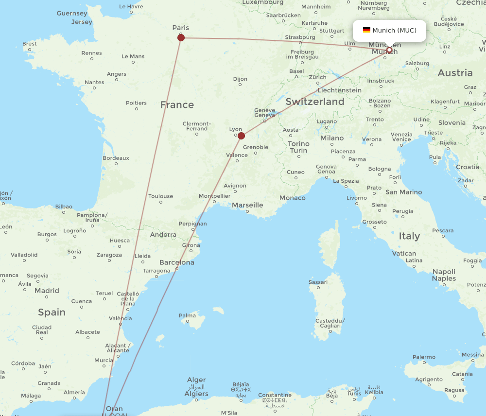 TLM-MUC flight routes