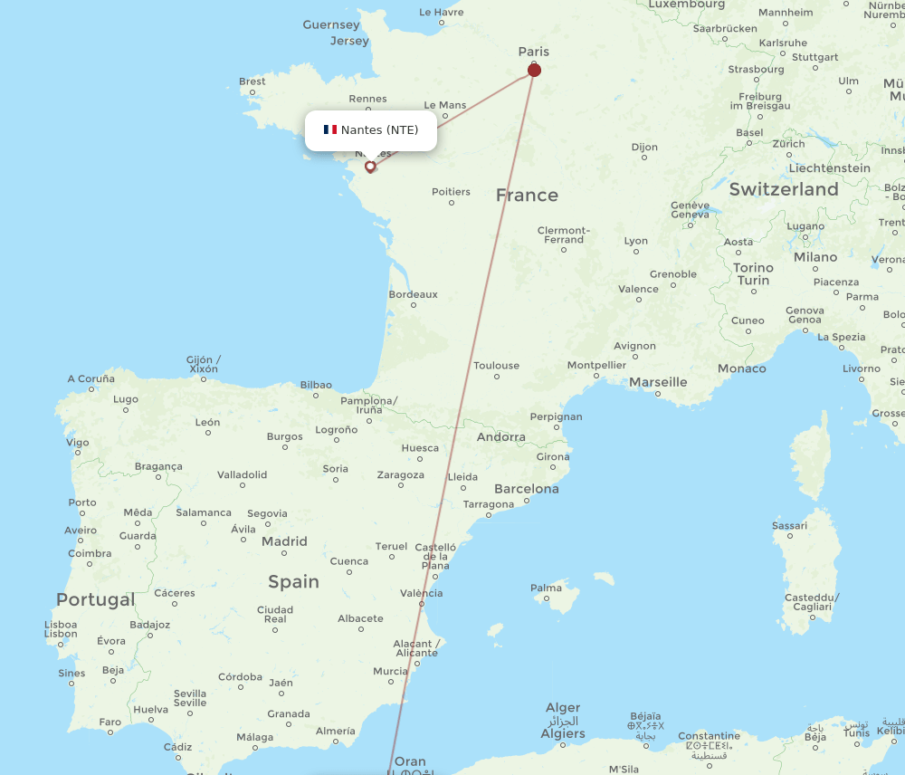 TLM-NTE flight routes