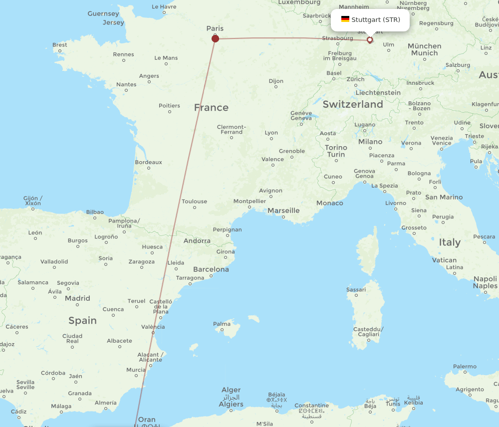 TLM-STR flight routes