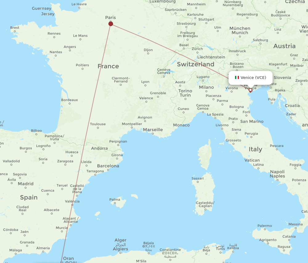 TLM-VCE flight routes