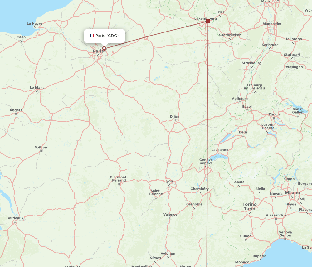 Paris - Toulon route map and flight paths