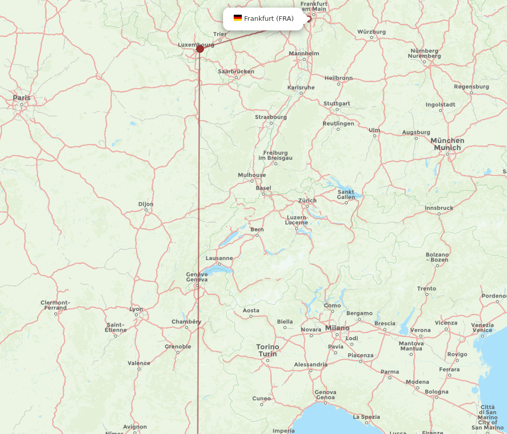 TLN-FRA flight routes