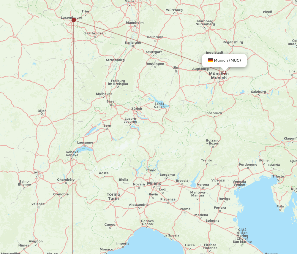 TLN-MUC flight routes