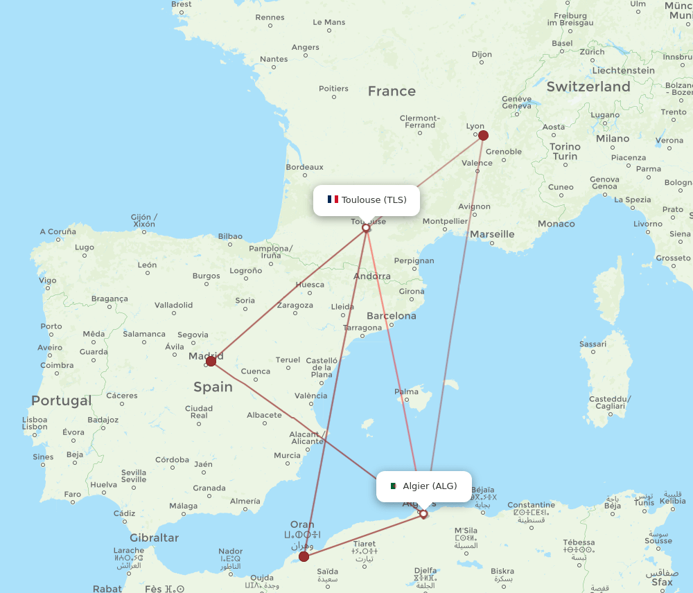 TLS-ALG flight routes