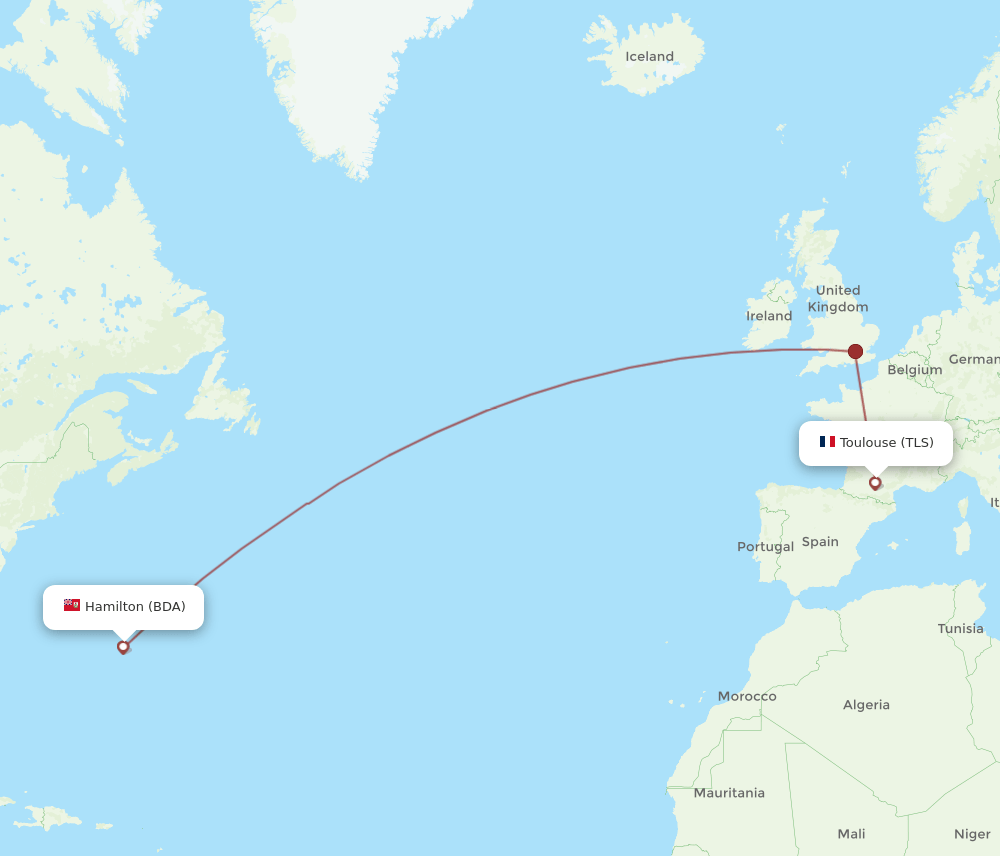 TLS-BDA flight routes