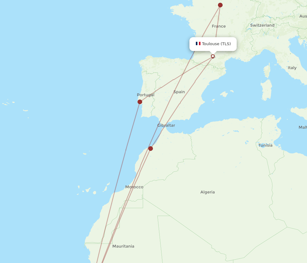 TLS-BJL flight routes