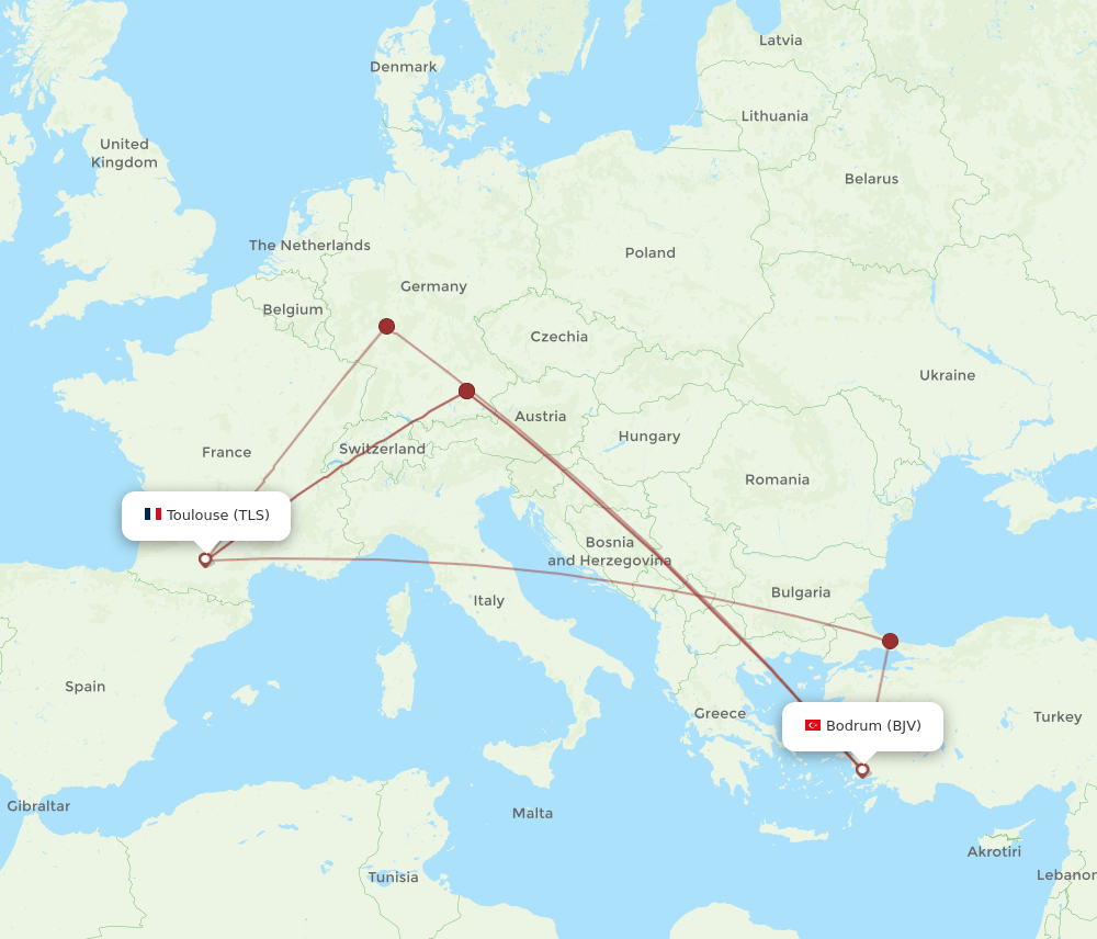 TLS-BJV flight routes
