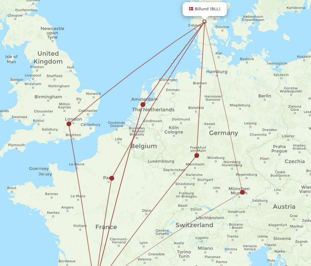 TLS-BLL flight routes