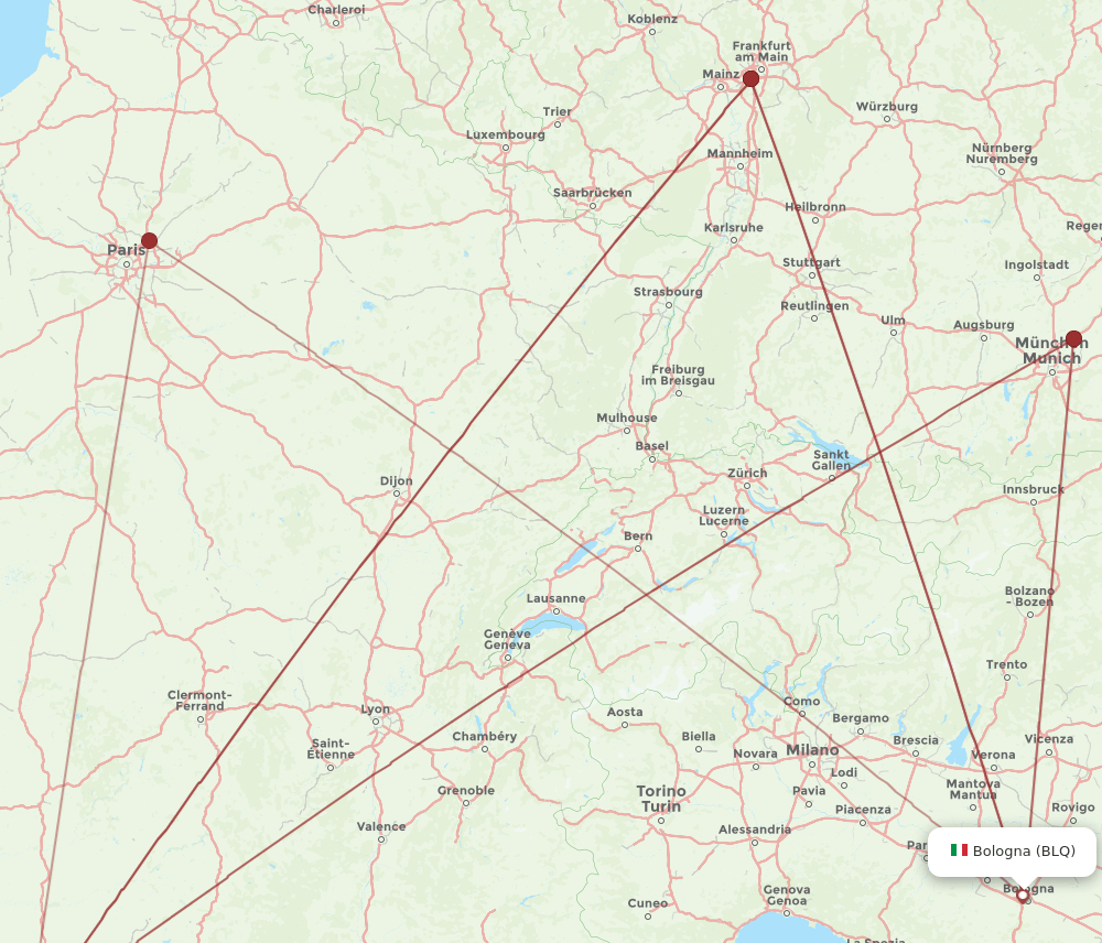 TLS to BLQ flights and routes map