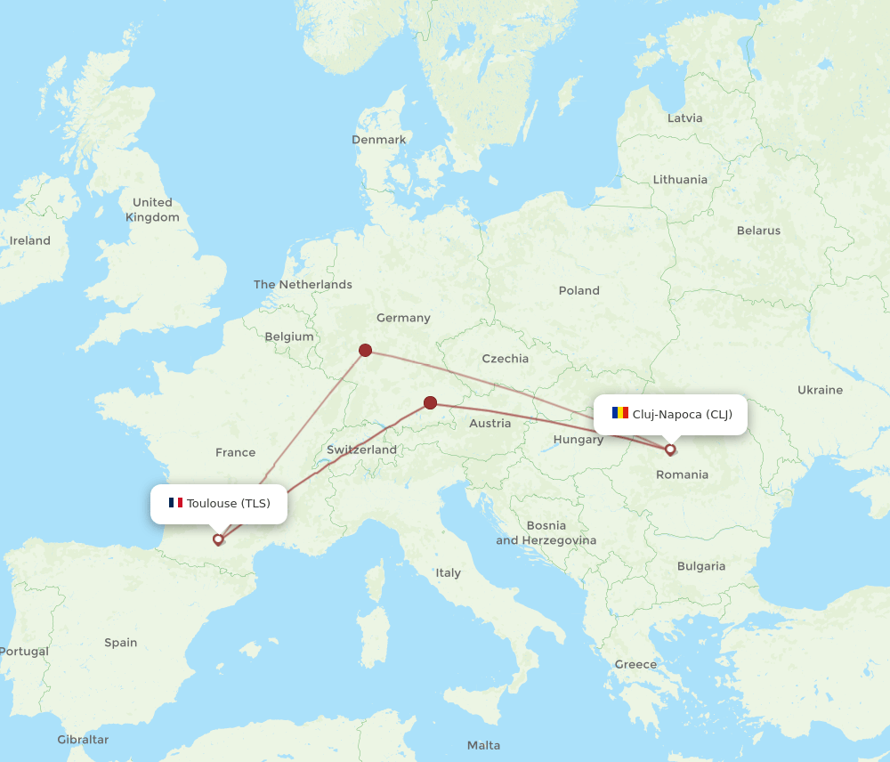 TLS-CLJ flight routes