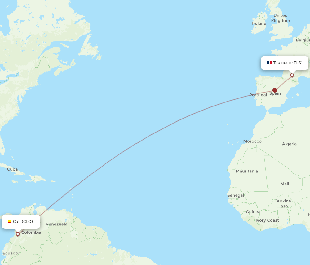 TLS-CLO flight routes
