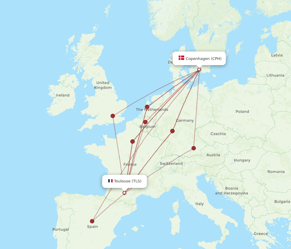 TLS-CPH flight routes