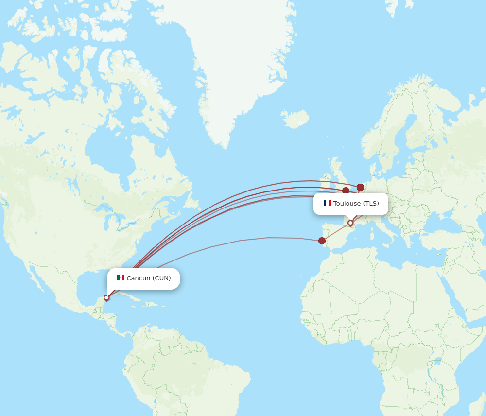 TLS-CUN flight routes
