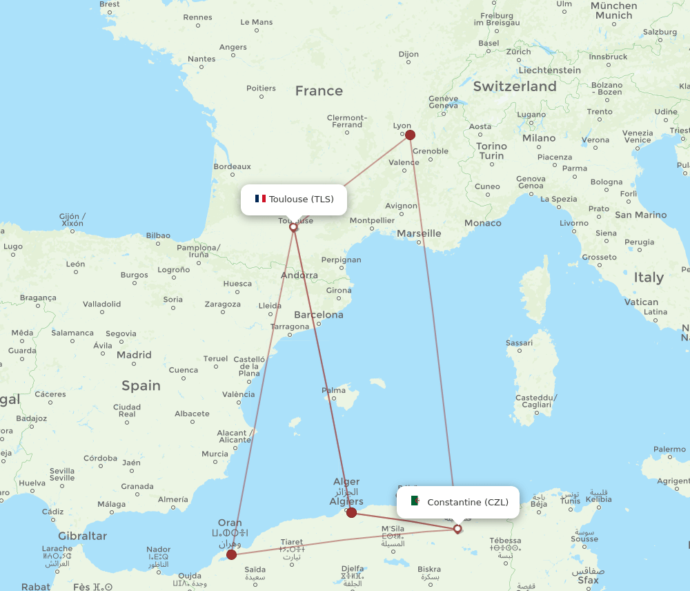 TLS-CZL flight routes
