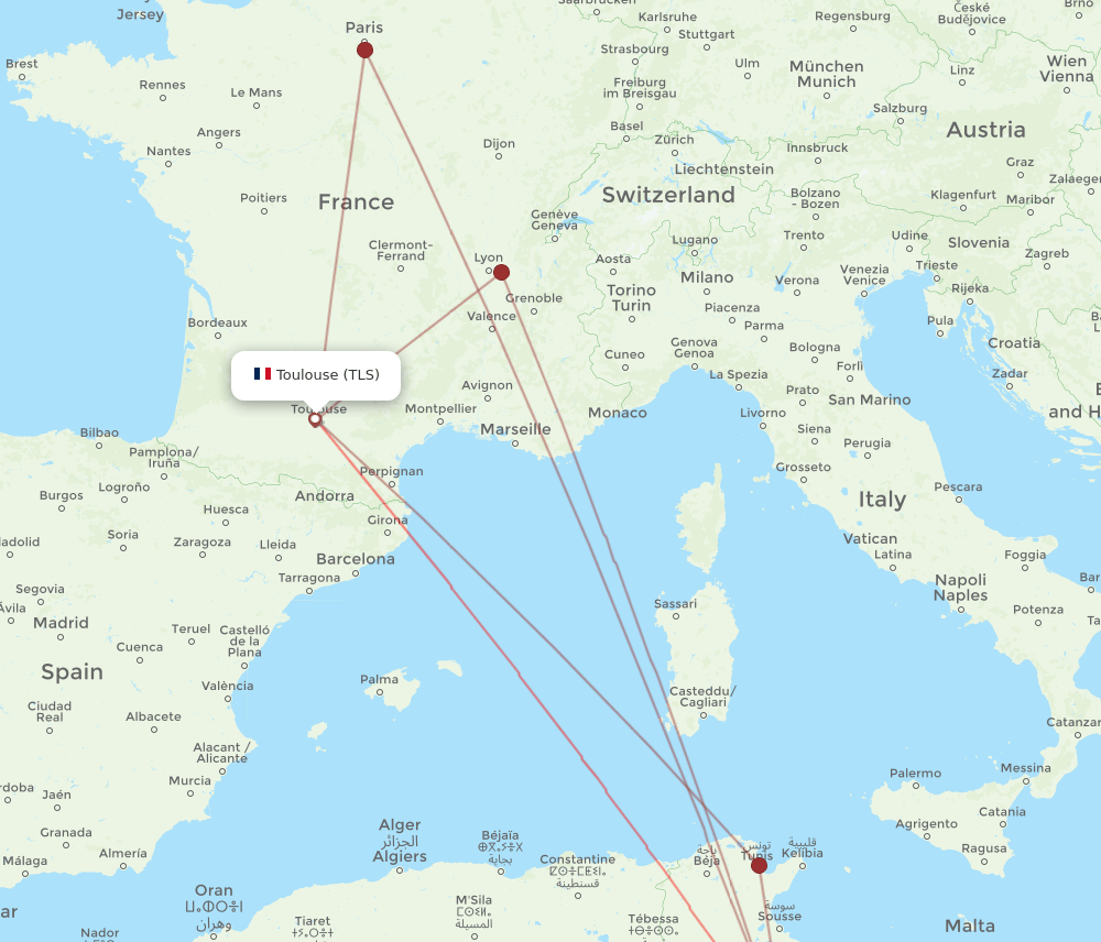 TLS-DJE flight routes