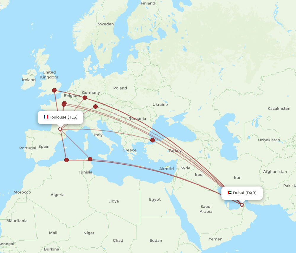 TLS-DXB flight routes