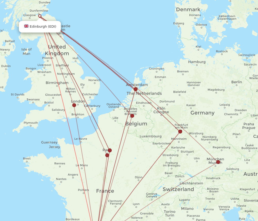 TLS to EDI flights and routes map