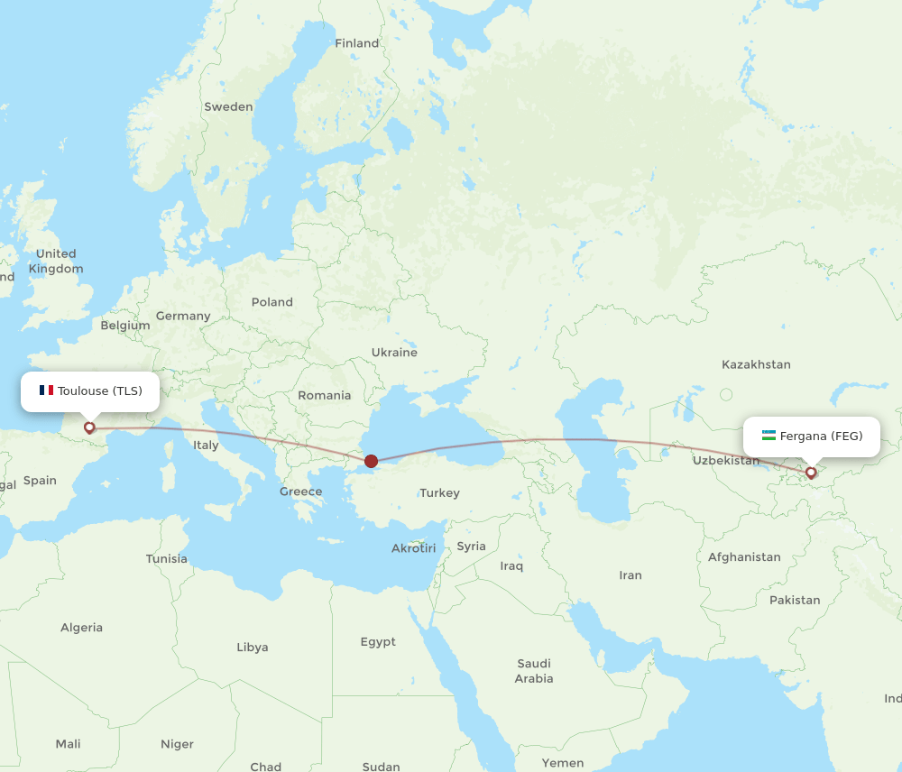 TLS to FEG flights and routes map