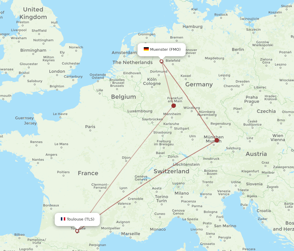 TLS to FMO flights and routes map