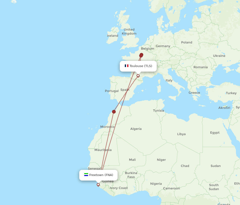 TLS-FNA flight routes