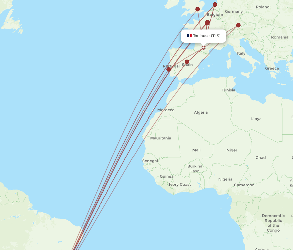 TLS-GIG flight routes