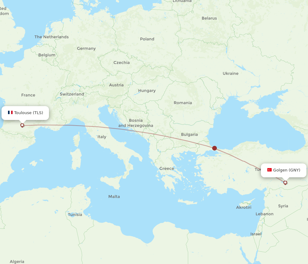 TLS-GNY flight routes