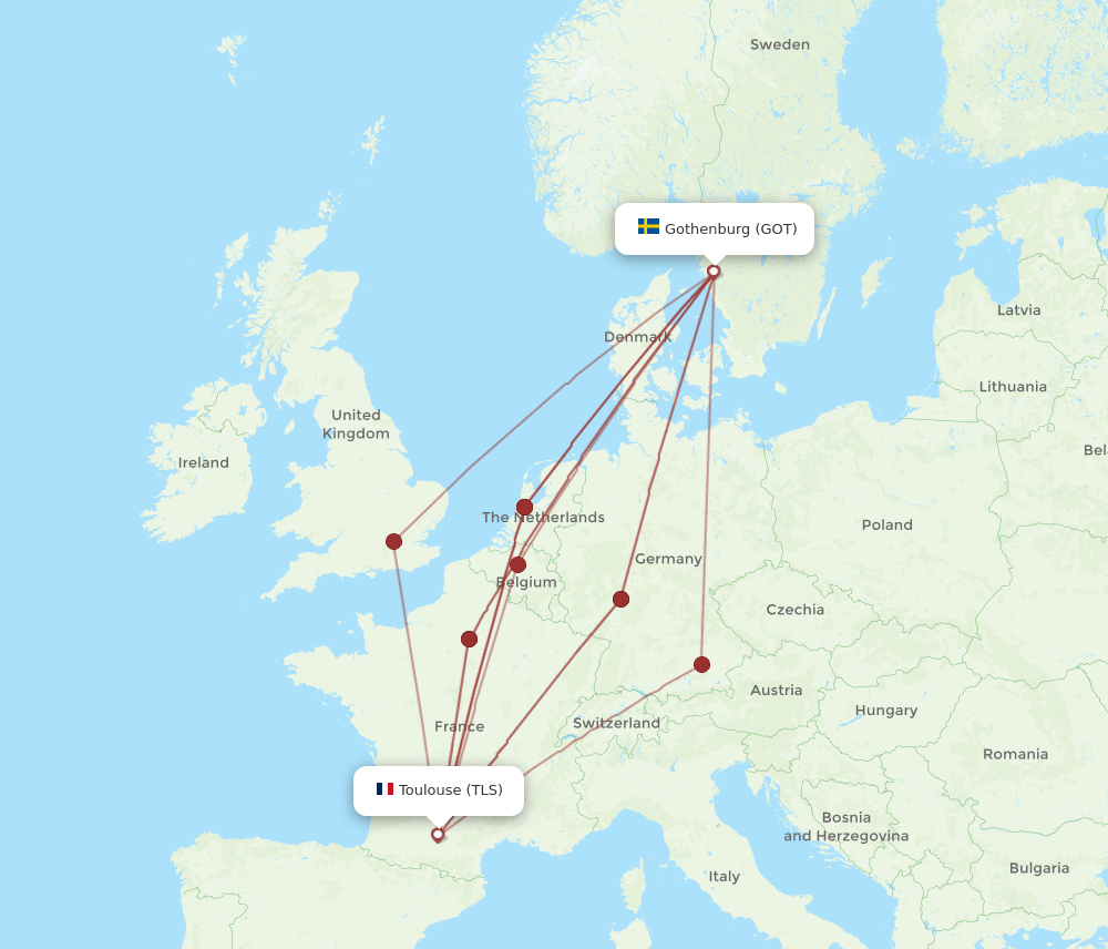 TLS to GOT flights and routes map