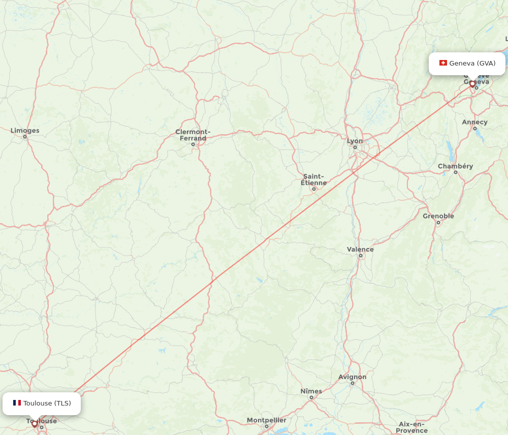 TLS to GVA flights and routes map