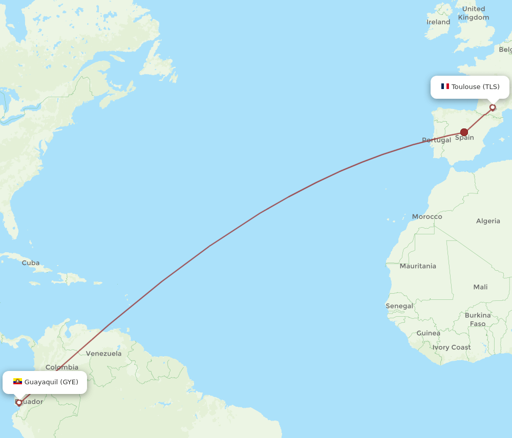 TLS-GYE flight routes