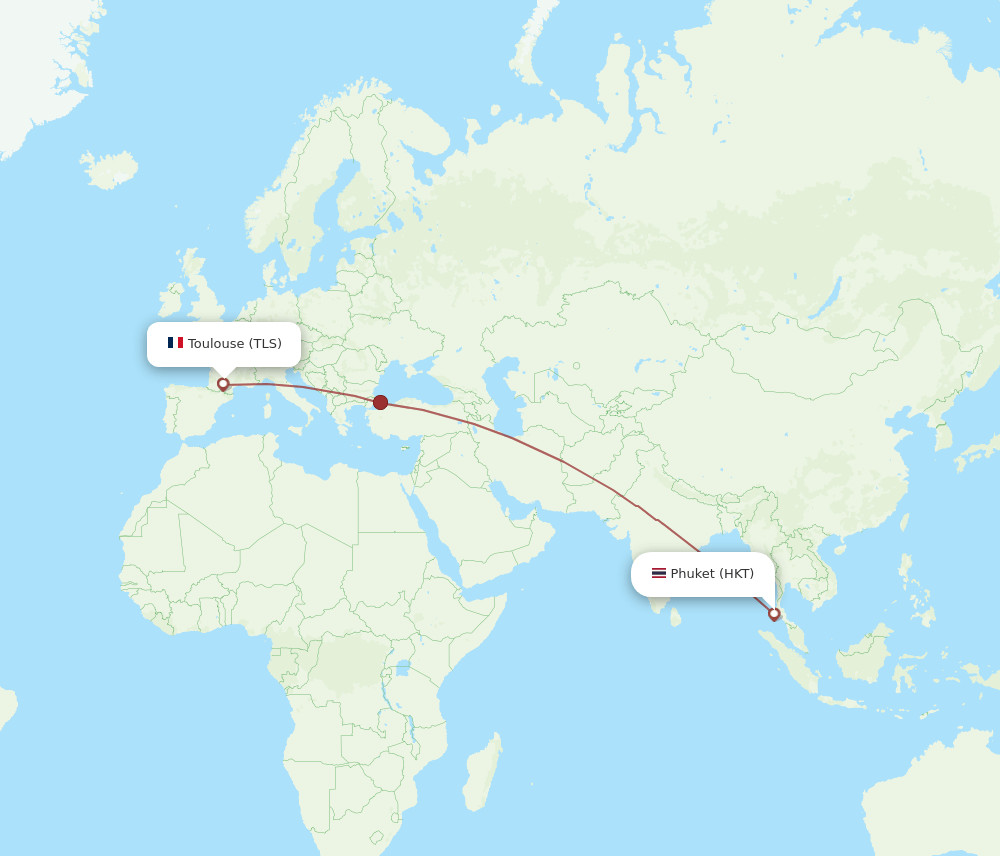 TLS to HKT flights and routes map