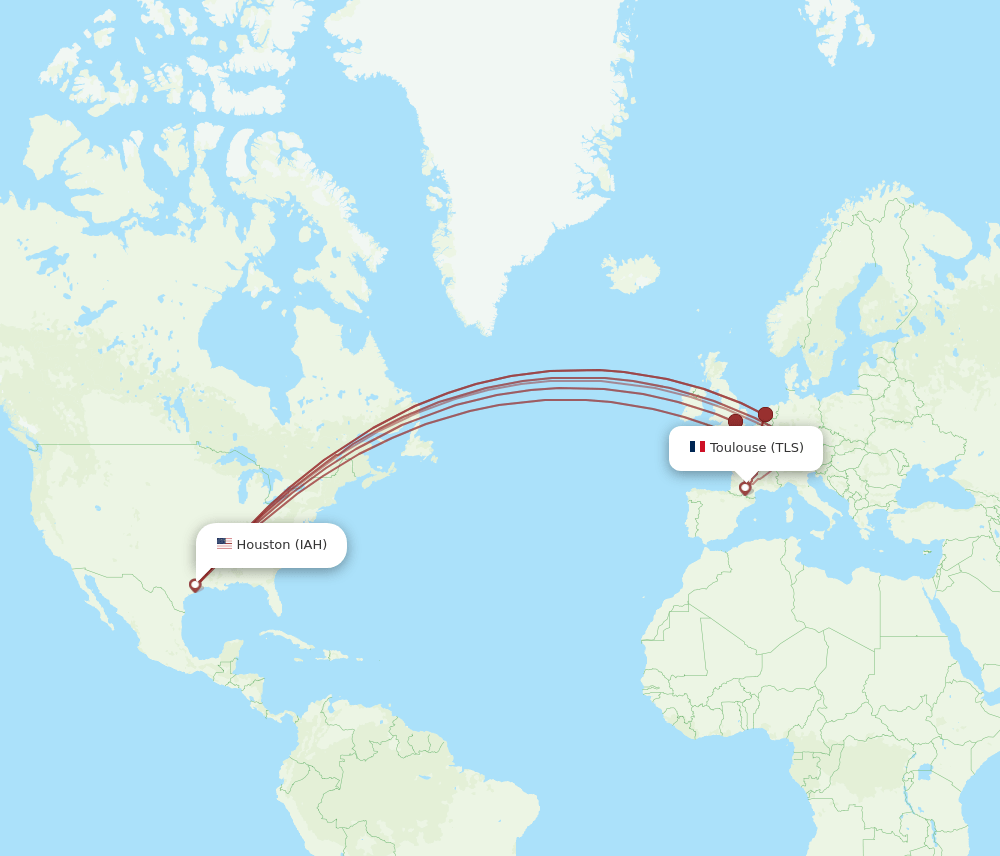 TLS-IAH flight routes