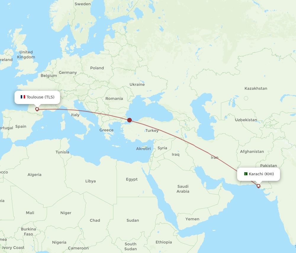 TLS-KHI flight routes
