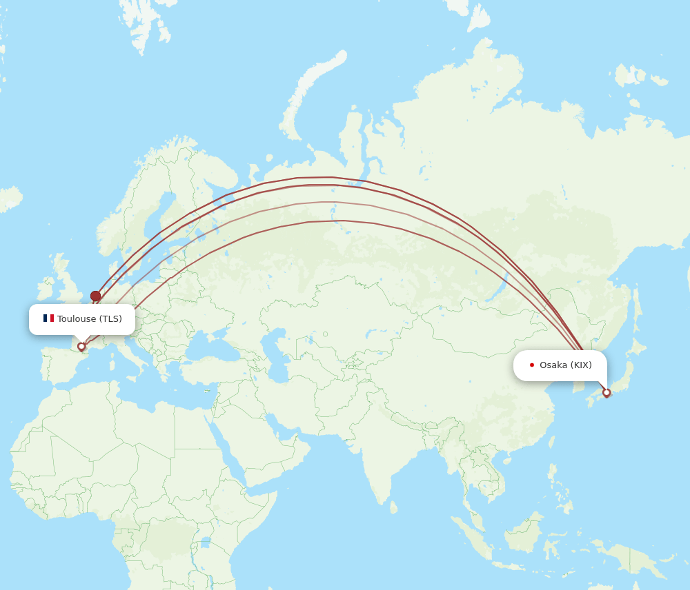 TLS-KIX flight routes