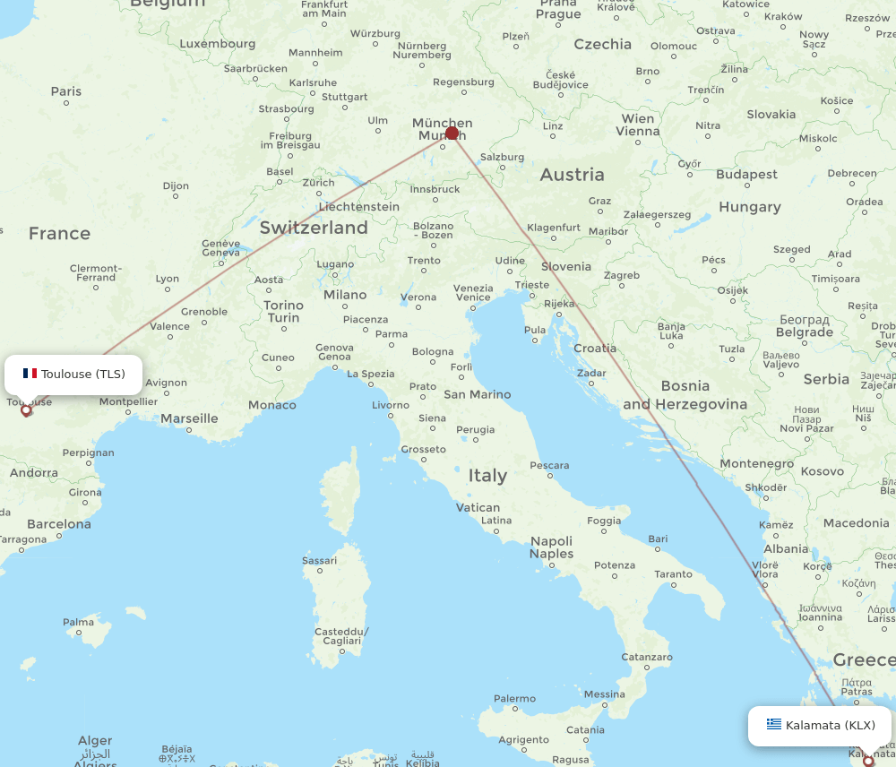 TLS-KLX flight routes