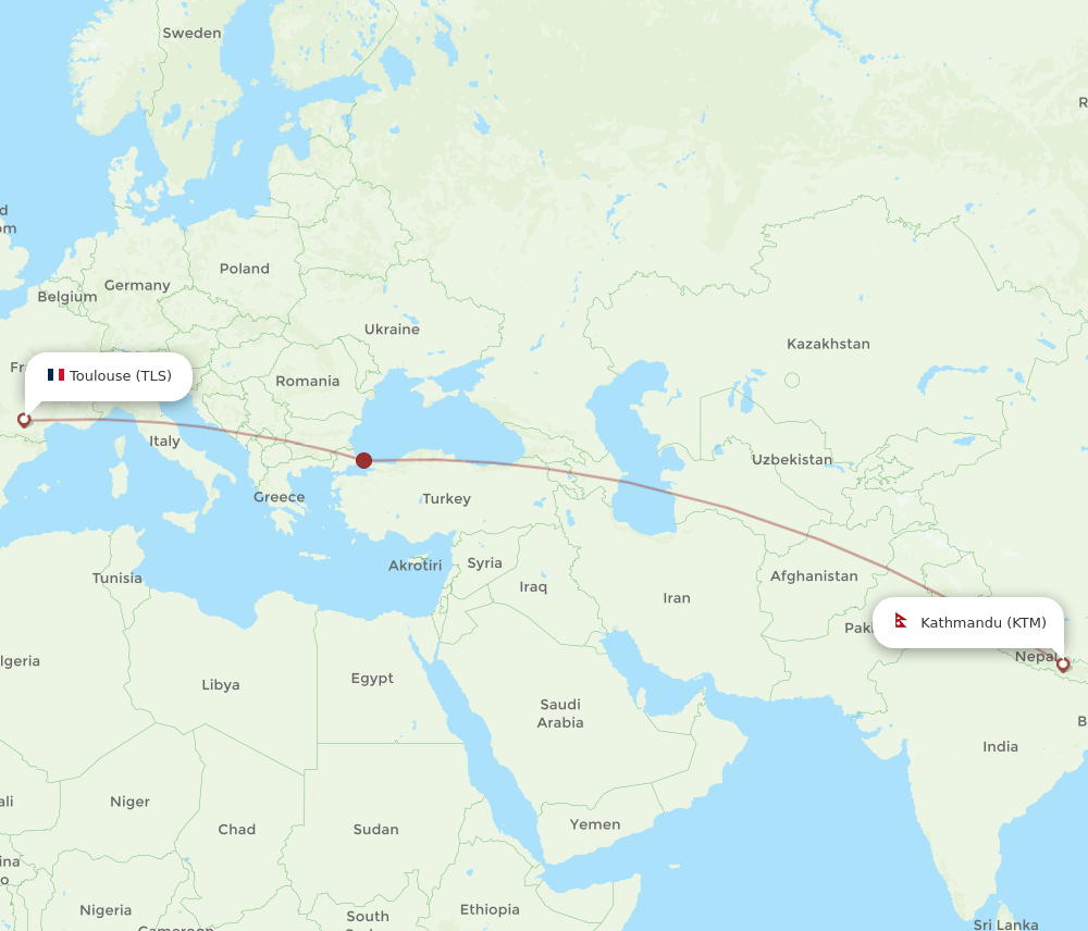 TLS-KTM flight routes