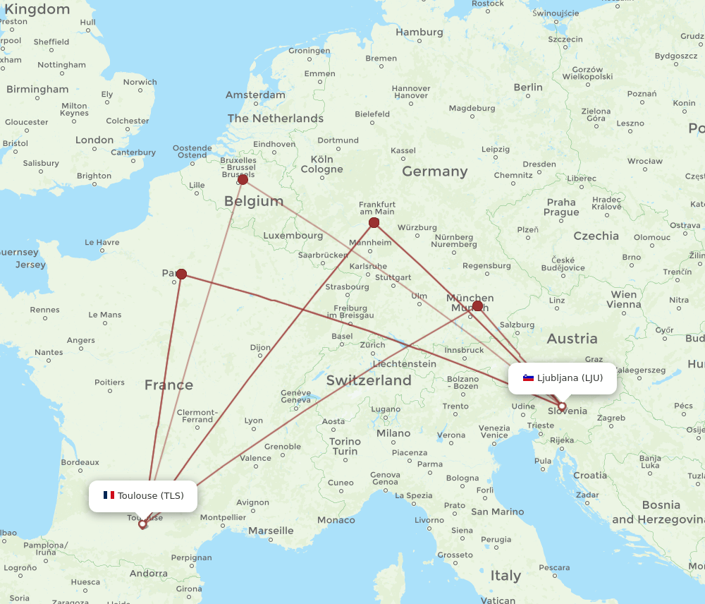 TLS-LJU flight routes