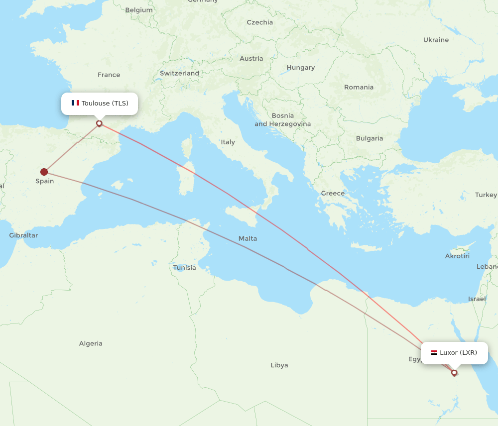 TLS-LXR flight routes