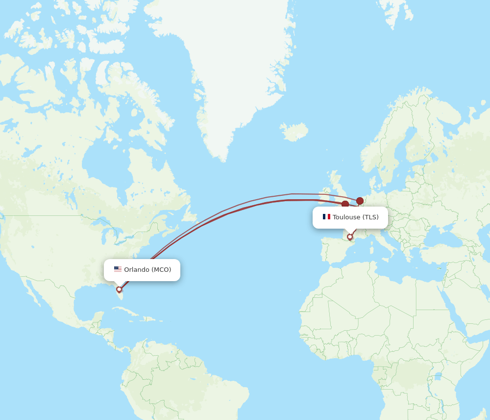TLS-MCO flight routes