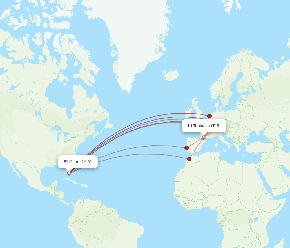 TLS-MIA flight routes