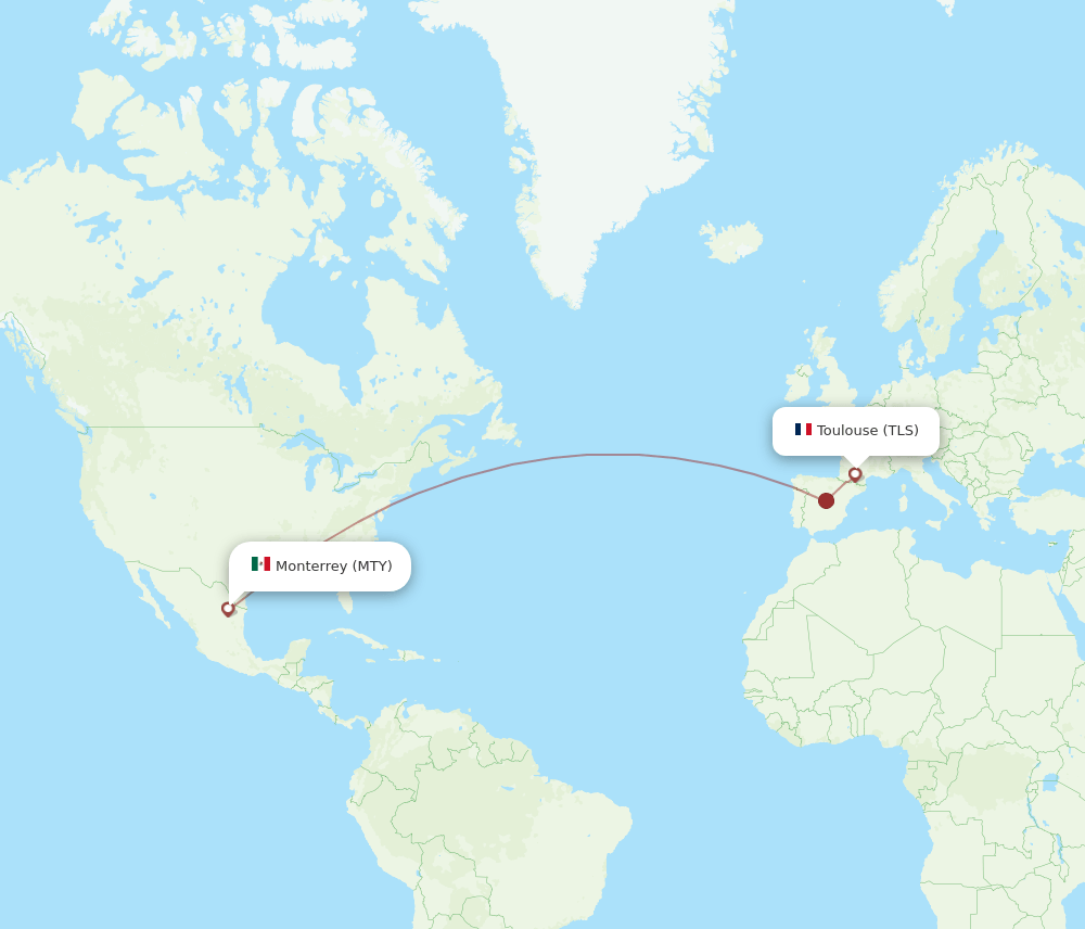 TLS to MTY flights and routes map