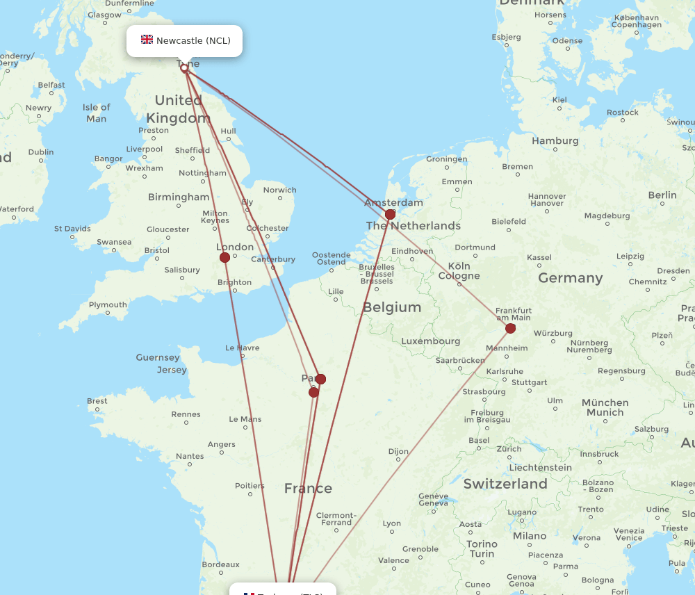 TLS-NCL flight routes