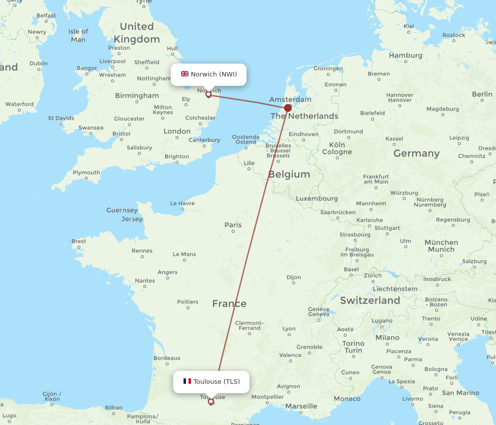 TLS-NWI flight routes