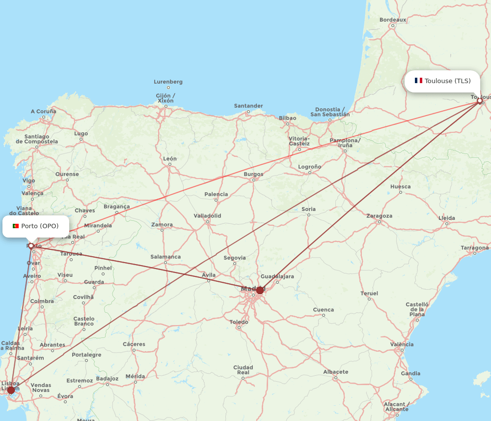 TLS-OPO flight routes