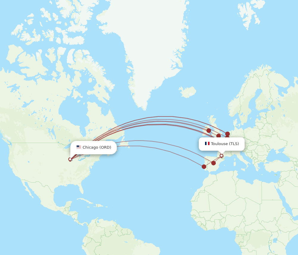 TLS-ORD flight routes