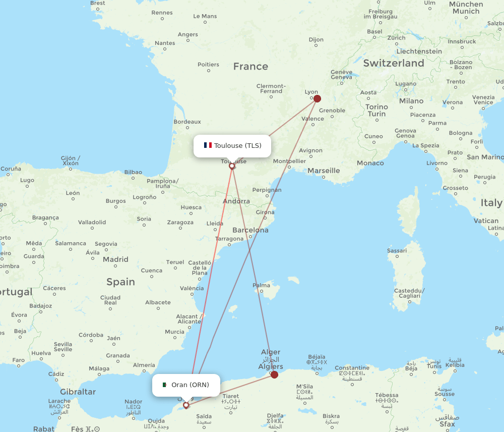 TLS-ORN flight routes