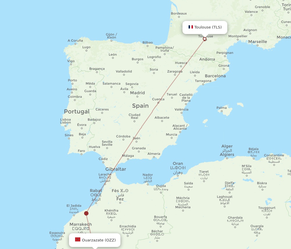 TLS-OZZ flight routes