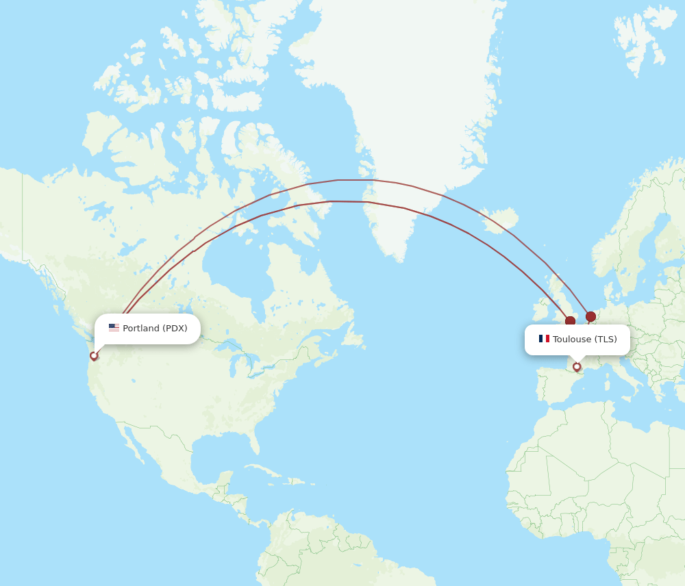 TLS-PDX flight routes