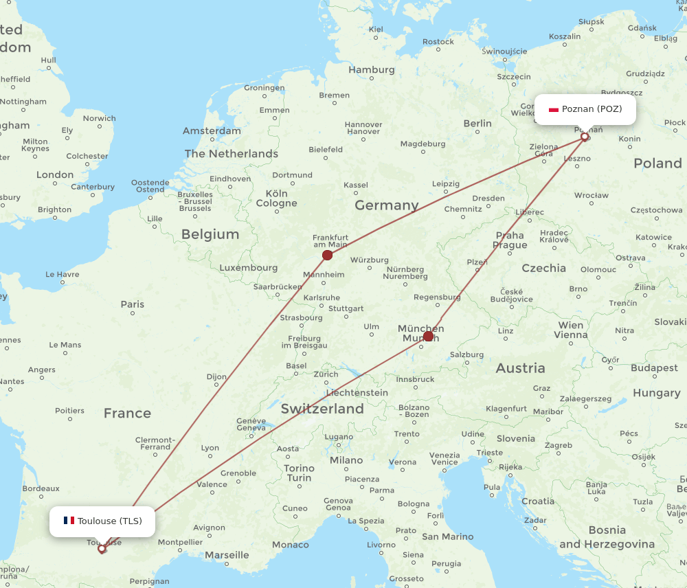 TLS-POZ flight routes