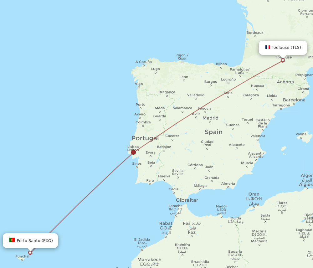 TLS-PXO flight routes
