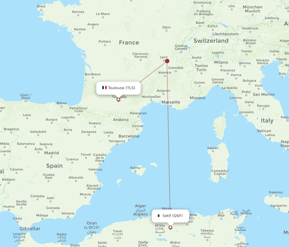TLS-QSF flight routes